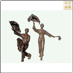 扭秧歌人物銅雕塑