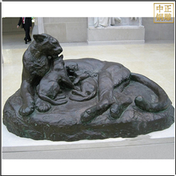青銅母老虎和小老虎銅雕塑